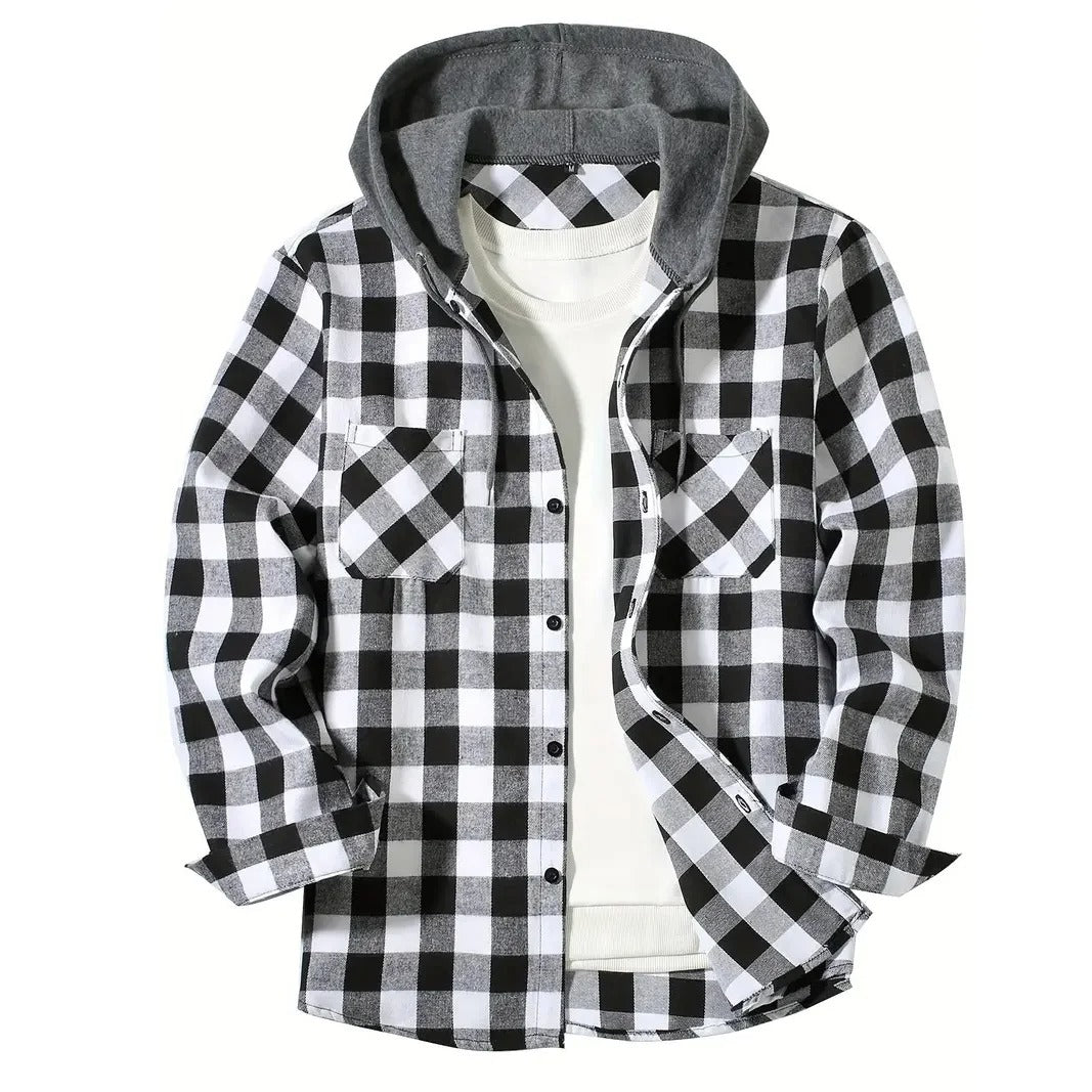Flannel Hooded Overshirt